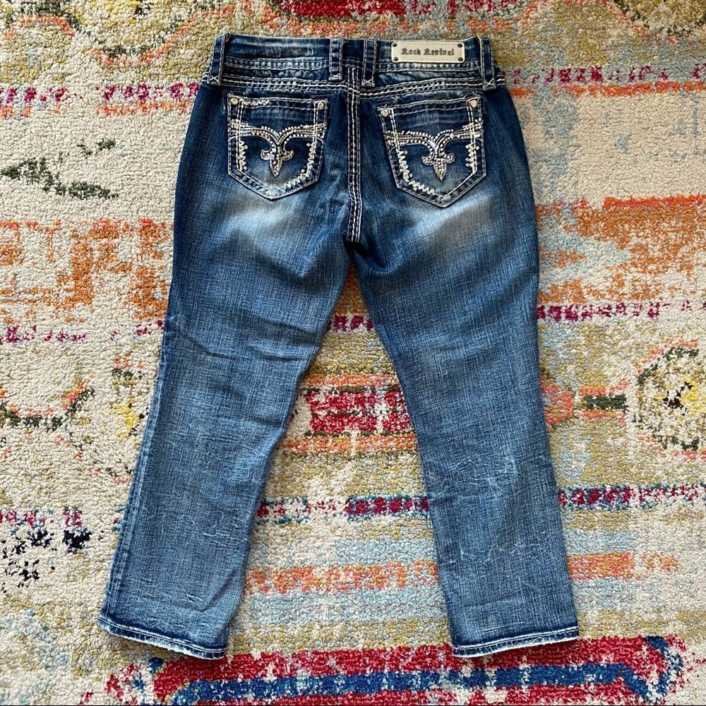 Rock Revival Lynkai Rhinestone Cropped Jeans - Picture 7 of 13